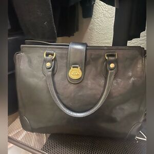 Brahmin, Leather, Black, Doctor bag, Velour Interior, Brass Hardware, 80s 🔥